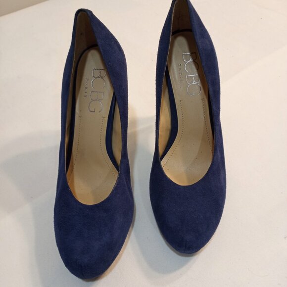 BCBG BLUE SUEDE HUGH HEEL PUMPS WOMEN SIZE 9.5 - Picture 2 of 7